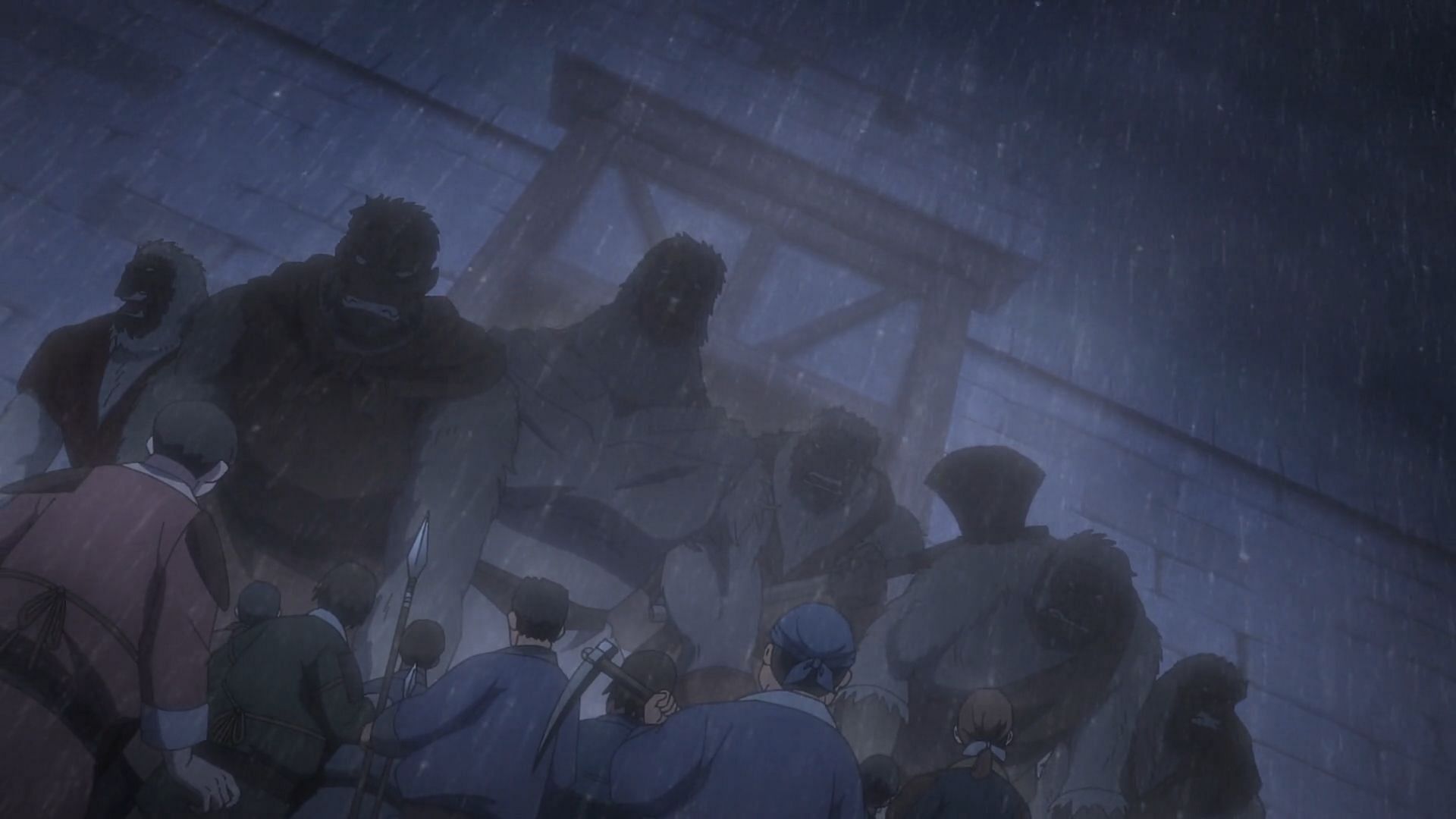Teogonia episode 9 will mainly feature the fight between the Macaques and the villagers (Image via Asahi Production)